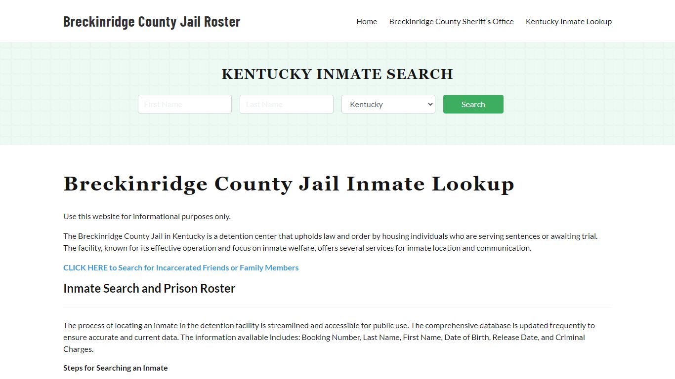 Breckinridge County Jail Roster Lookup, KY, Inmate Search